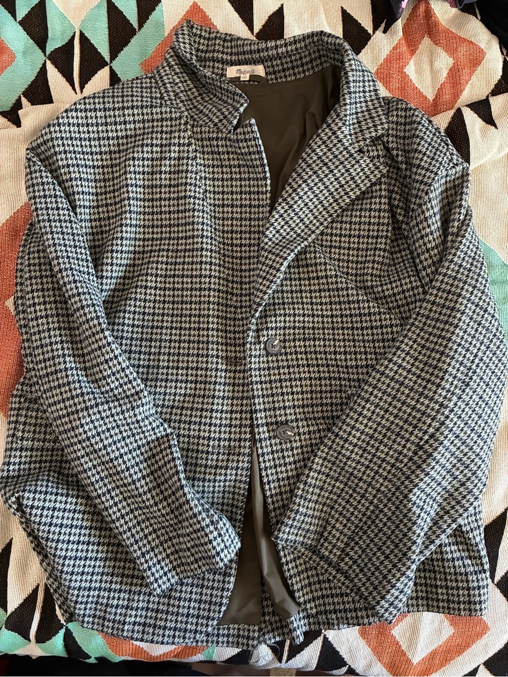 Madewell Plaid Blazer, business, great condition, size XL, houndstooth brown tan